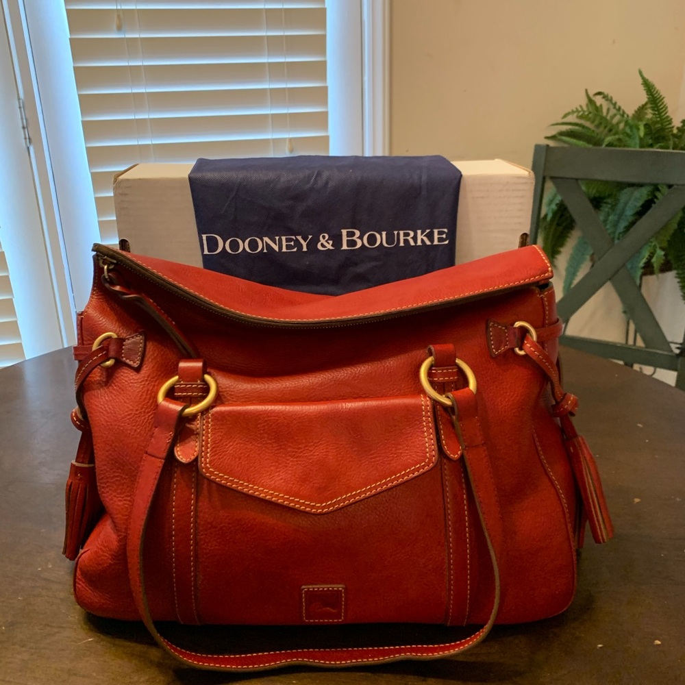 Dooney & Bourke Red Florentine Leather Smith Satchel